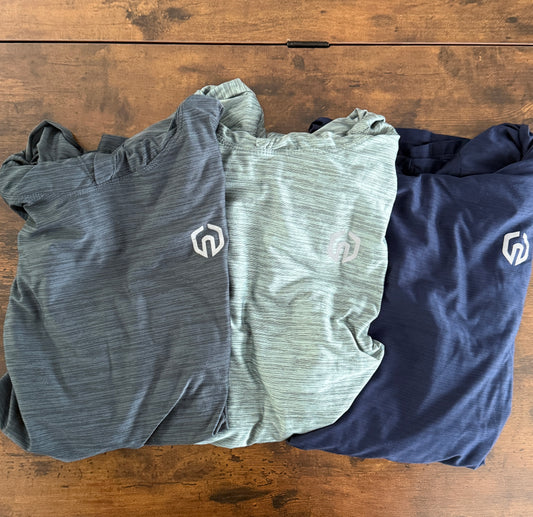 Men’s Athletic Short Sleeve Hooded Performance Shirts Bundle Lot 3 Large