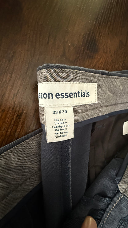 Amazon Essentials Men’s Slim Fit Chino Pants Blue Gray 33x30 Tailored