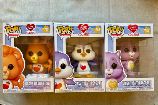 Care Bears Cousins Cozy Heart Penguin Brave Heart Lion Racoon Funko Pop! Bundle