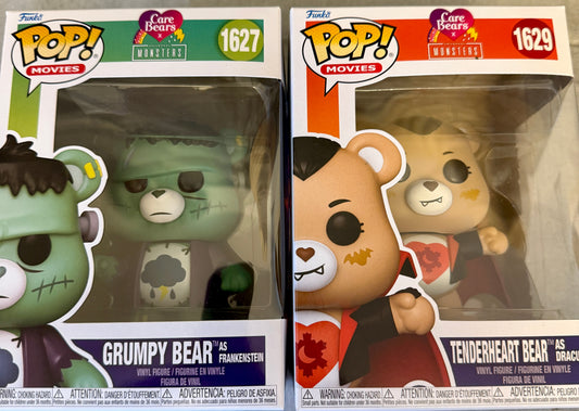 Care Bears x Universal Monsters: Tenderheart as Dracula, Grumpy as Frankenstein