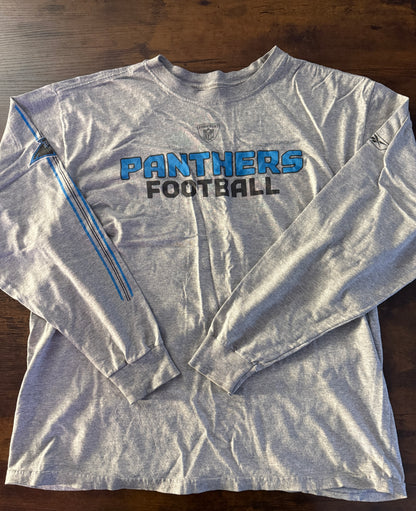 Carolina Panthers Reebok Crew Neck Long Sleeve Shirt Mens Large Grey