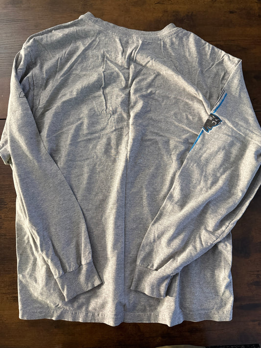 Carolina Panthers Reebok Crew Neck Long Sleeve Shirt Mens Large Grey