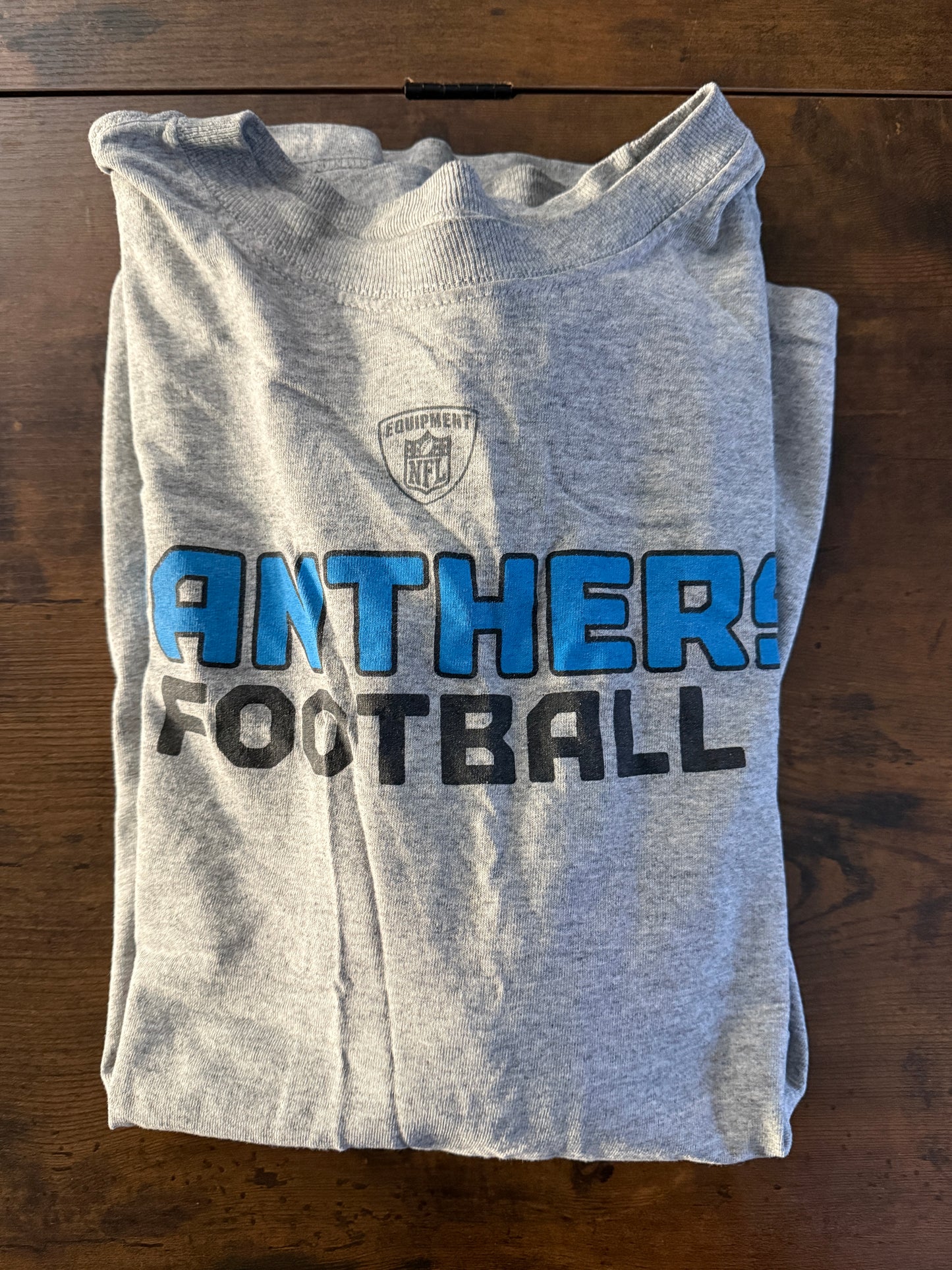 Carolina Panthers Reebok Crew Neck Long Sleeve Shirt Mens Large Grey