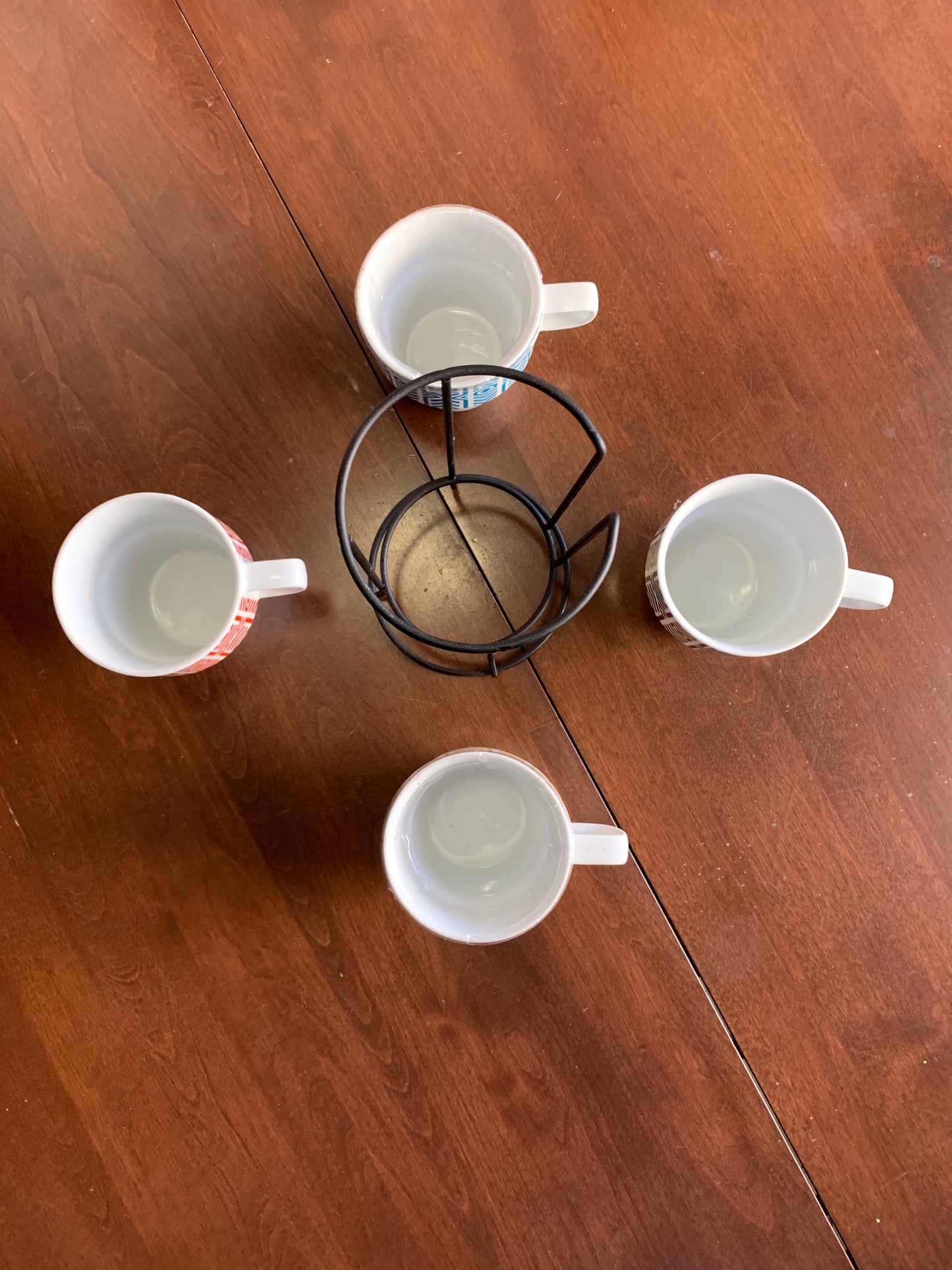 Coffee Mug Set with Stand Organizer Included Stackable Ceramic 14oz Cup Rack