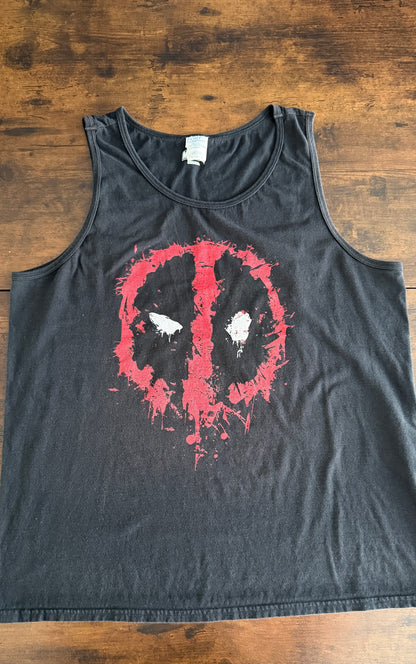 Marvel Deadpool Men's Large Black Graphic Tank Top Port & Company Comic Shirt