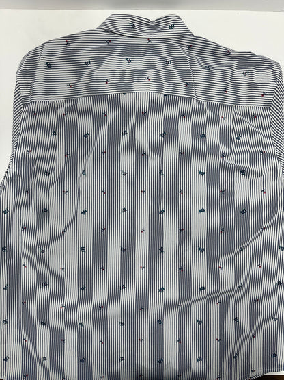 Crown & Ivy Long Sleeve Button Down Dress Shirt Size Large Red White Blue