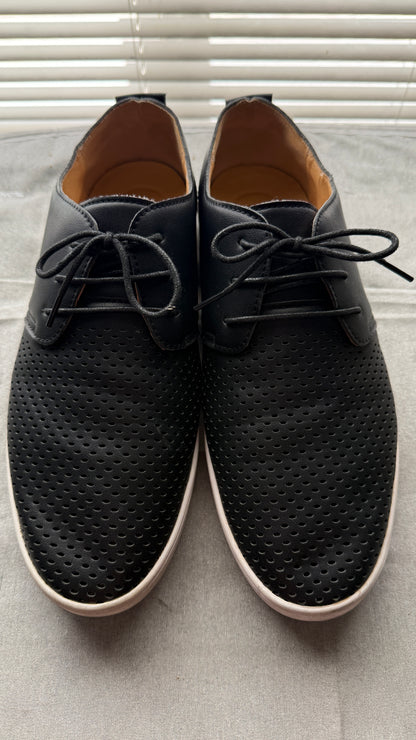 ZZHAP Men’s Black Perforated Casual Dress Shoes Size 10 Lightweight Lace Up