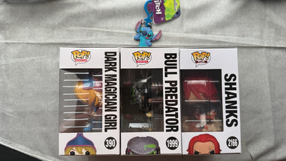 Funko Pop Anime Bundle Dark Magician Girl Predator GITD Shanks FREE Stitch