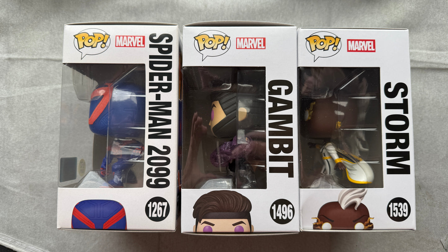 Funko Pop Marvel X-Men Bundle Gambit Storm Spider-Man 2099 Lot #1267 #1496 #1539
