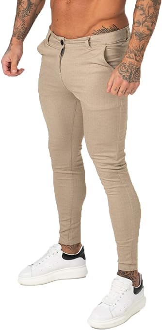 Chinos Tapered Plaid Pants GINGTTO Mens Slim Fit Stretch Dress Pants 34x28