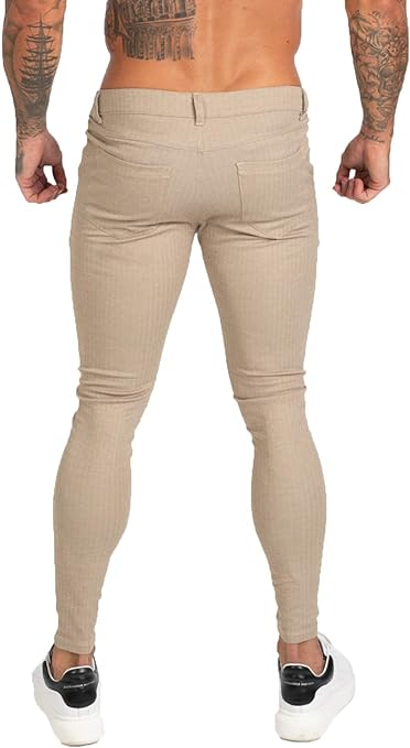 Chinos Tapered Plaid Pants GINGTTO Mens Slim Fit Stretch Dress Pants 34x28
