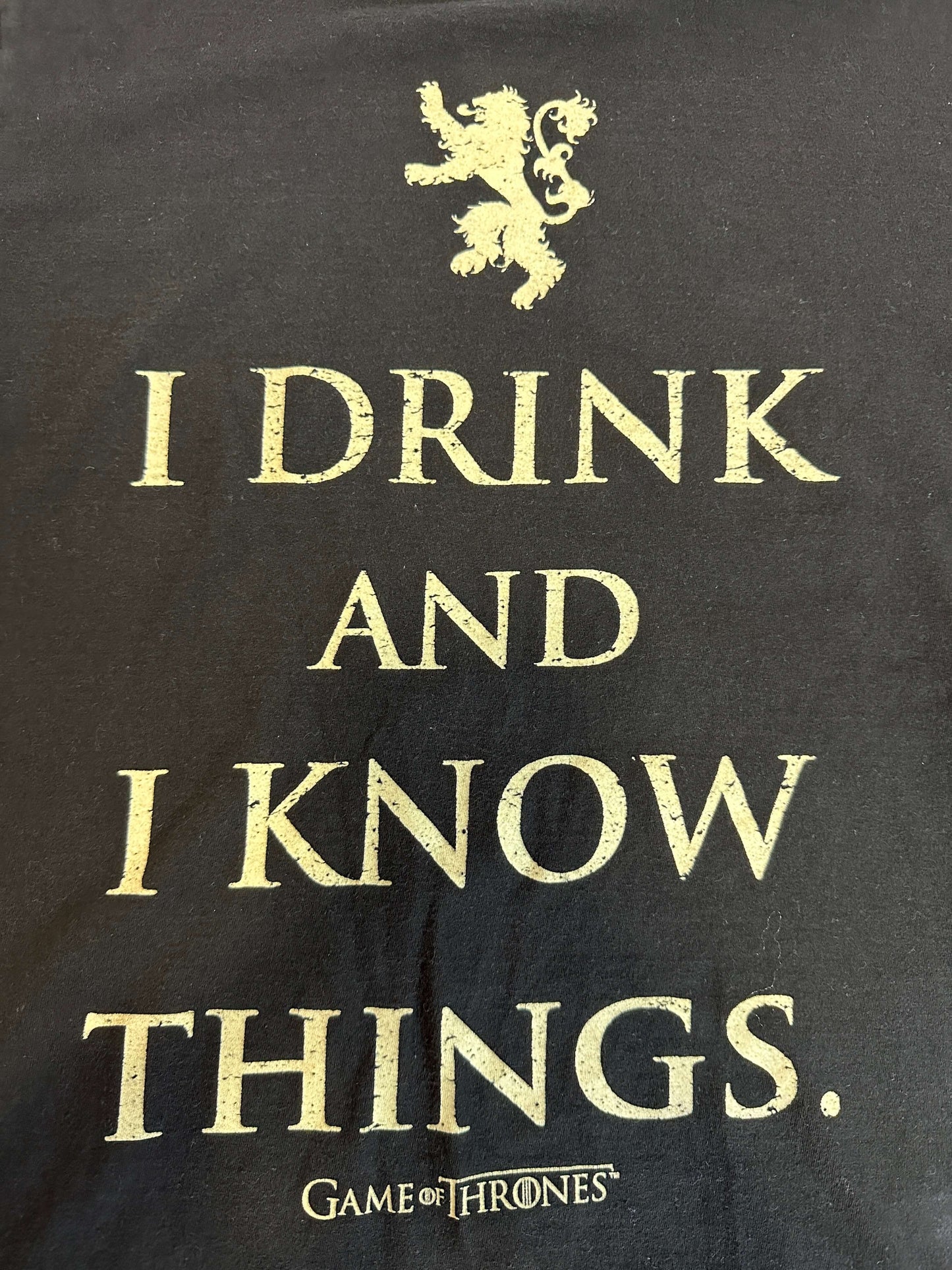Game of Thrones T-Shirt Men's L Black Short Sleeved I Drink And I Know Things