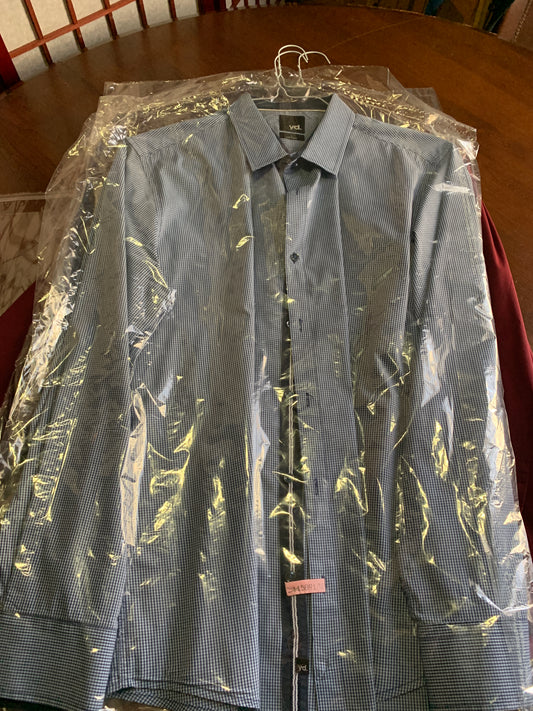 YD Large Slim Fit Long Sleeve Button Down Dress Shirt blue white purple navy