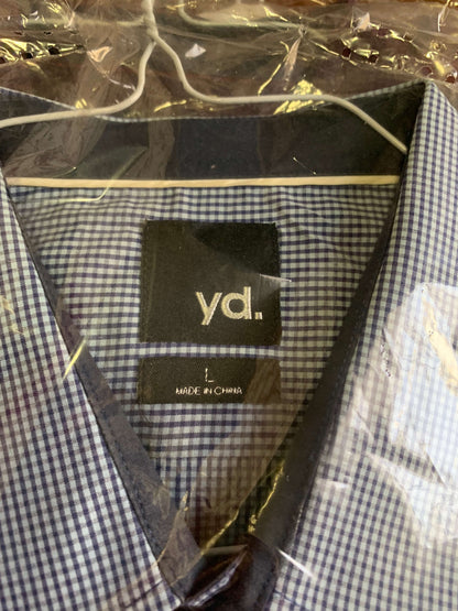 YD Large Slim Fit Long Sleeve Button Down Dress Shirt blue white purple navy