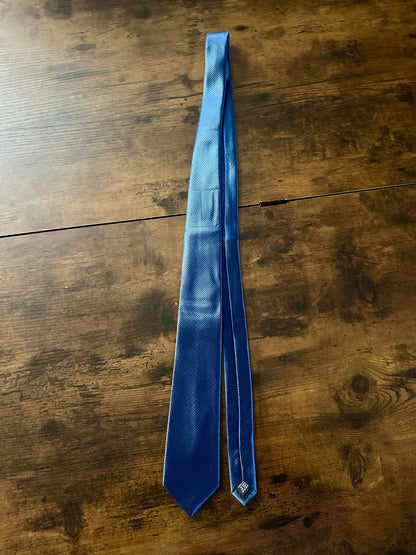 Isaac Mizrahi Men's Solid 100 polyester Blue Textured Weave Neck Tie Navy