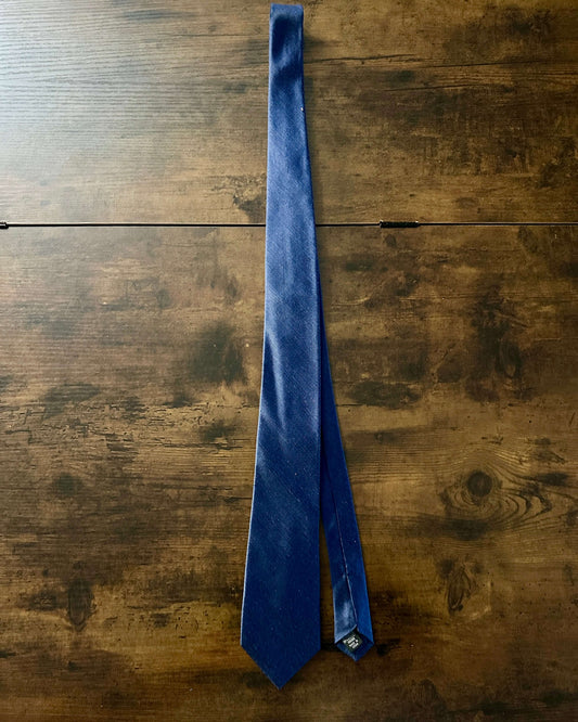 Michael Kors Sorento Men's Solid Textured Tie Navy Blue 75 Silk 25 Viscose