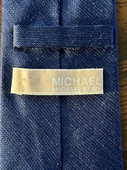 Michael Kors Sorento Men's Solid Textured Tie Navy Blue 75 Silk 25 Viscose