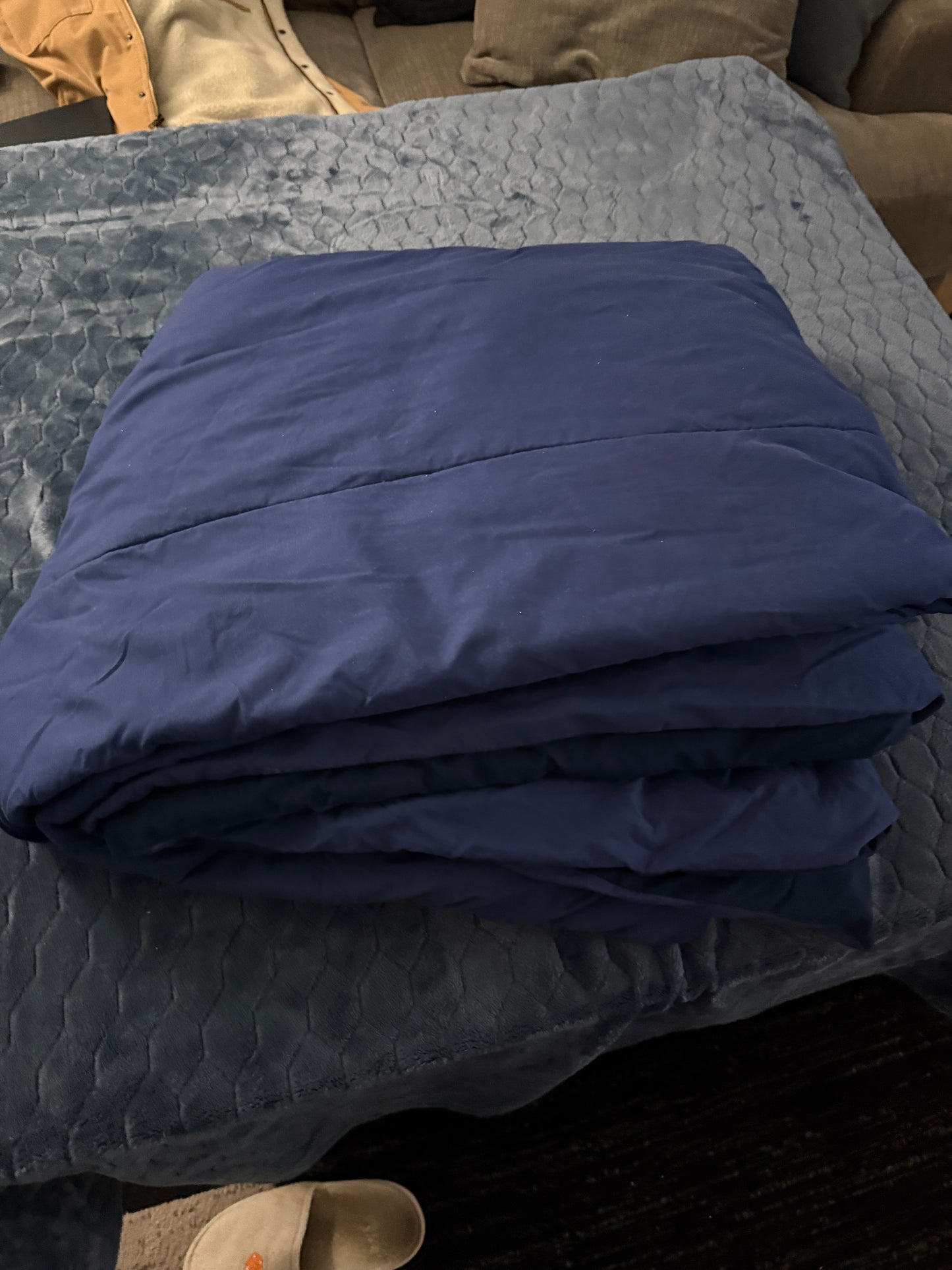 Navy Blue 100% Polyester Microfiber Channel Stitch Comforter All-Season Down