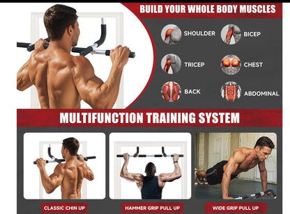 Pull Up grip Bar hanging Door frame 350 lb Capacity Sturdy Construction Home Gym