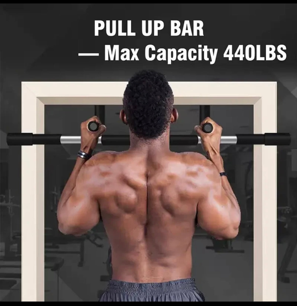 Pull Up grip Bar hanging Door frame 350 lb Capacity Sturdy Construction Home Gym