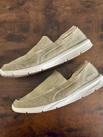 Slip On Canvas Loafers Mens Casual Boat Walking Shoes JABASIC (10,Khaki/Beige)