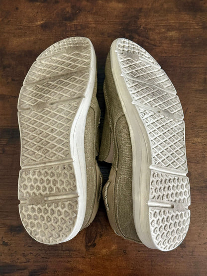 Slip On Canvas Loafers Mens Casual Boat Walking Shoes JABASIC (10,Khaki/Beige)