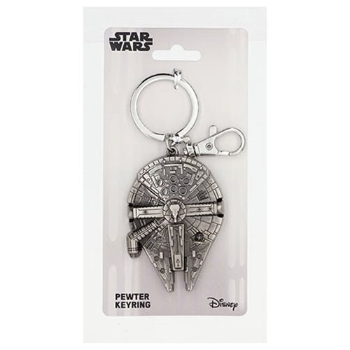 Star Wars Millennium Falcon Pewter Key Ring Keychain Han Solo Disney