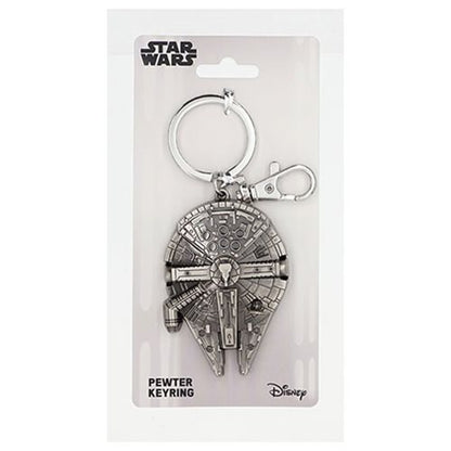 Star Wars Millennium Falcon Pewter Key Ring Keychain Han Solo Disney