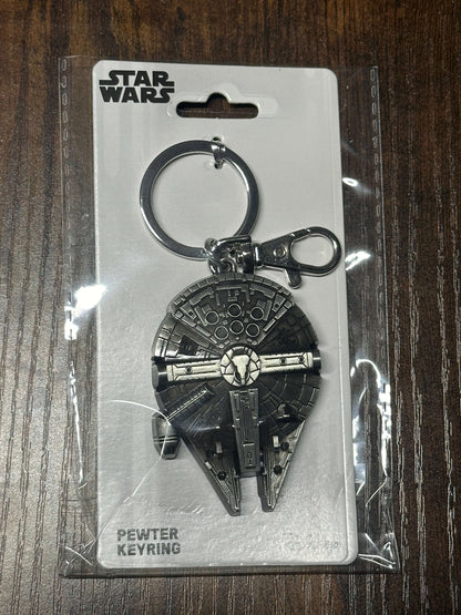 Star Wars Millennium Falcon Pewter Key Ring Keychain Han Solo Disney