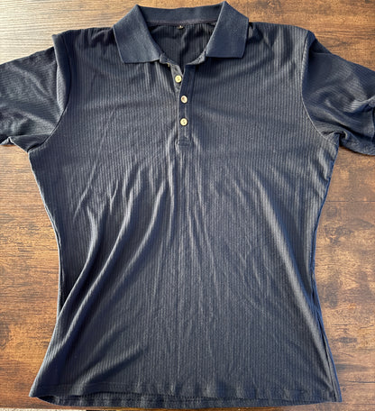 URRU Mens Muscle Shirts Stretch Short Sleeve Workout Tee Slim Fit Polo L Navy
