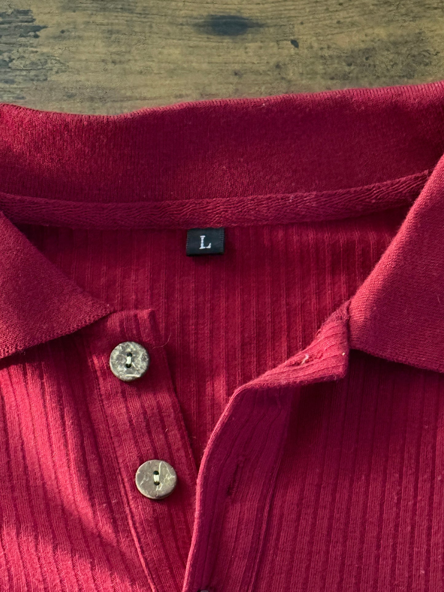 URRU Men's Muscle T Shirts Stretch Long Sleeve Classic Ribbed Casual Slim Fit L Red