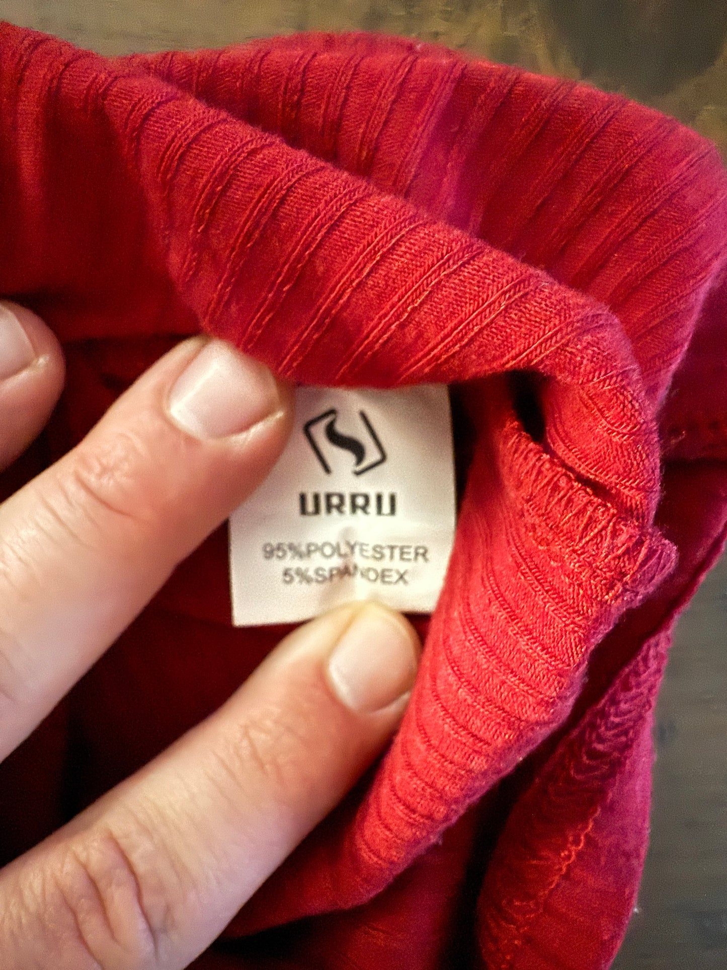 URRU Men's Muscle T Shirts Stretch Long Sleeve Classic Ribbed Casual Slim Fit L Red