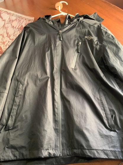 WantDo Insulated, Water Resistant Rain Jacket/Wind Breaker  (Black, Men, L)