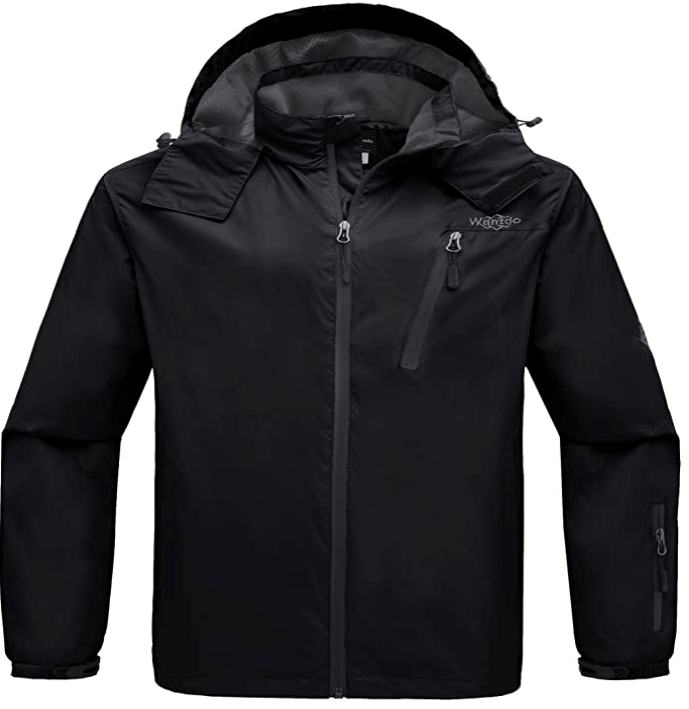 WantDo Insulated, Water Resistant Rain Jacket/Wind Breaker  (Black, Men, L)
