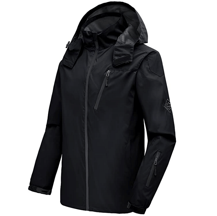 WantDo Insulated, Water Resistant Rain Jacket/Wind Breaker  (Black, Men, L)