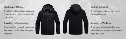 WantDo Insulated, Water Resistant Rain Jacket/Wind Breaker  (Black, Men, L)