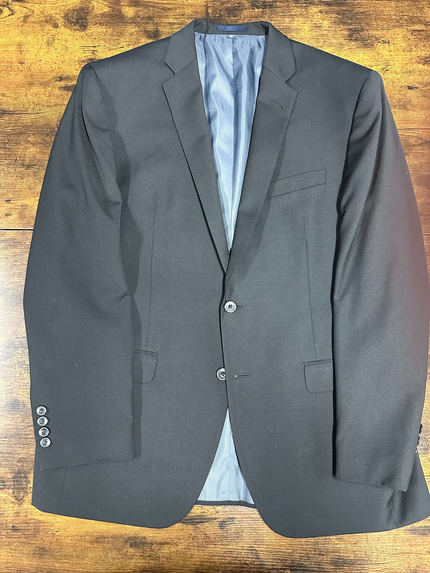 Black Slim Fit Suit solid Jos A Bank pants blazer 42R 35Wx30L two button