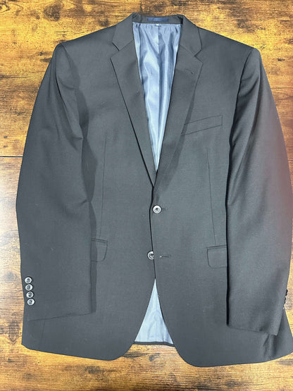 Black Slim Fit Suit solid Jos A Bank pants blazer 42R 35Wx30L two button